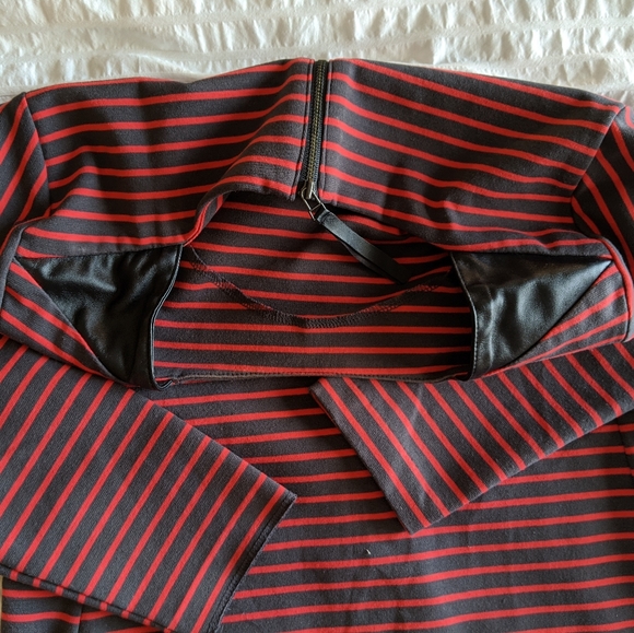 Halogen Striped Shirt w/Leather Shoulders - Picture 4 of 5